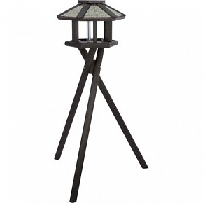 NATURA kültéri etető tetővel és silóval, 1,4m, 50x34cm, fenyőfa, fekete - KORLÁTOZOTT AJÁNLAT