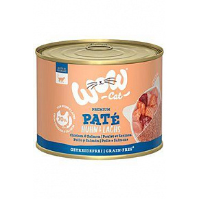 WOW Macska konz. Adult Paté csirke lazaccal 200g