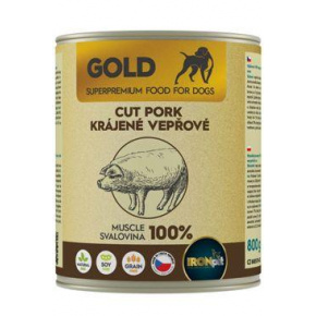 IRONpet Gold Dog Sertéshús vágott izom konzerv 800g