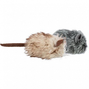Szőrös egér macskamentával, 9 cm, szürke/bézs színű Szőrös egér macskamentával, 9 cm, szürke/bézs színű