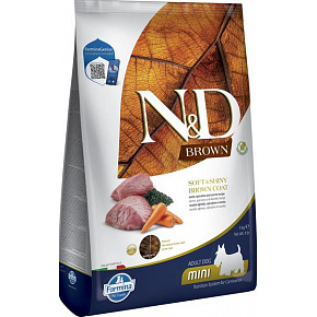 Farmina N&D kutya BROWN (GF) felnőtt mini, spirulina & sárgarépa, bárány 5 kg