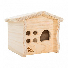 PetBuddy természetes házikó, 20 x 18.5 x 16.5 cm, fenyőfa