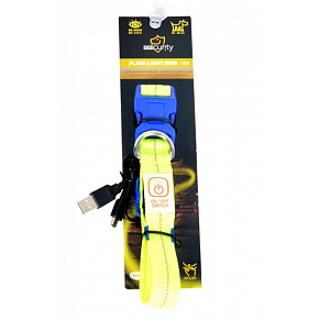 Nyakörv DUVO+ LED világító kutya neon sárga nejlon 40-55cm/ 2,5 cm