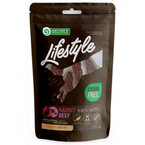 Pamlsok Natures P Lifestyle kutya szárított nyúlfül marhahússal 12x75 g