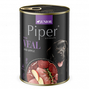 NEW PIPER JUNIOR borjúhússal és almával, konzerv kölyökkutyáknak 400 g