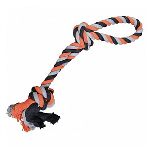 Kettős pamut kötél, 2 csomó 60 cm / 450 g, szürke/sötét.szürke/narancssárga, HipHop Kutya Kettős pamut kötél, 2 csomó 60 cm / 450 g, szürke/sötét.szürke/narancssárga, HipHop Kutya