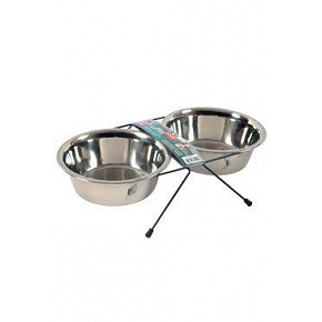 Rozsdamentes acél tál állvány+2 tálak kutya STEEL 0,35l Zolux
