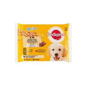 Pedigree pocket Junior csirke/marha, rizs zselében 4x100g