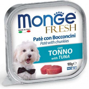 MONGE FRESH - pástétom és tonhalas darabok 100 g kutyáknak