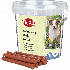 Puha Snack Happy Rolls - rudacskák lazaccal, vödör 500 g Puha Snack Happy Rolls - rudacskák lazaccal, vödör 500 g