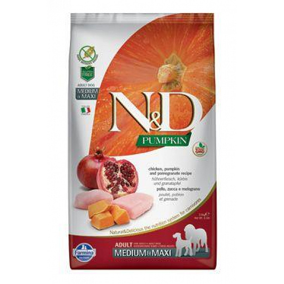 Farmina N&D dog PUMPKIN (GF) adult medium & maxi, csirke & gránátalma 2,5 kg