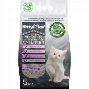 KITTYMAX darabos, pormentes fehér bentonit LAVENDER 5 l