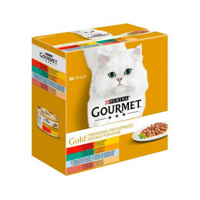 Nestlé GOURMET GOLD Multipack marhahús csirkével, nyúl májjal, tengeri hal spenóttal, kacsa pulykakonzervvel.8x85 g